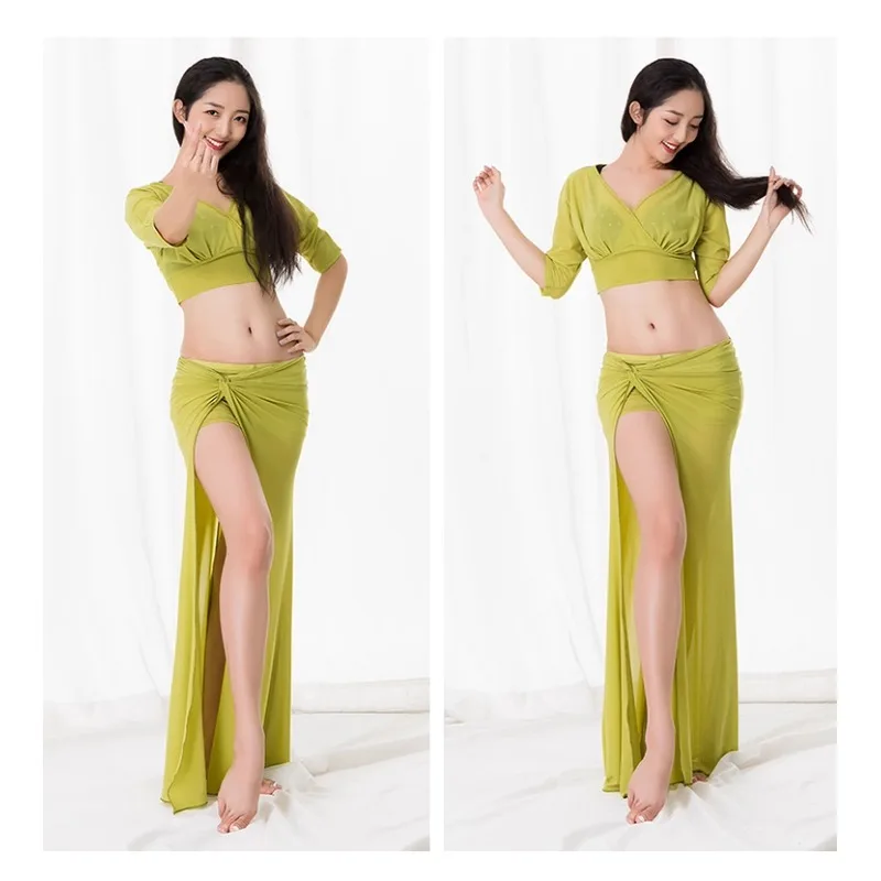 Customized Belly Dance Costume Oriental Dance Wear Practice Dress Set Starry Sky Water Yarn Performance Costume Team Dress