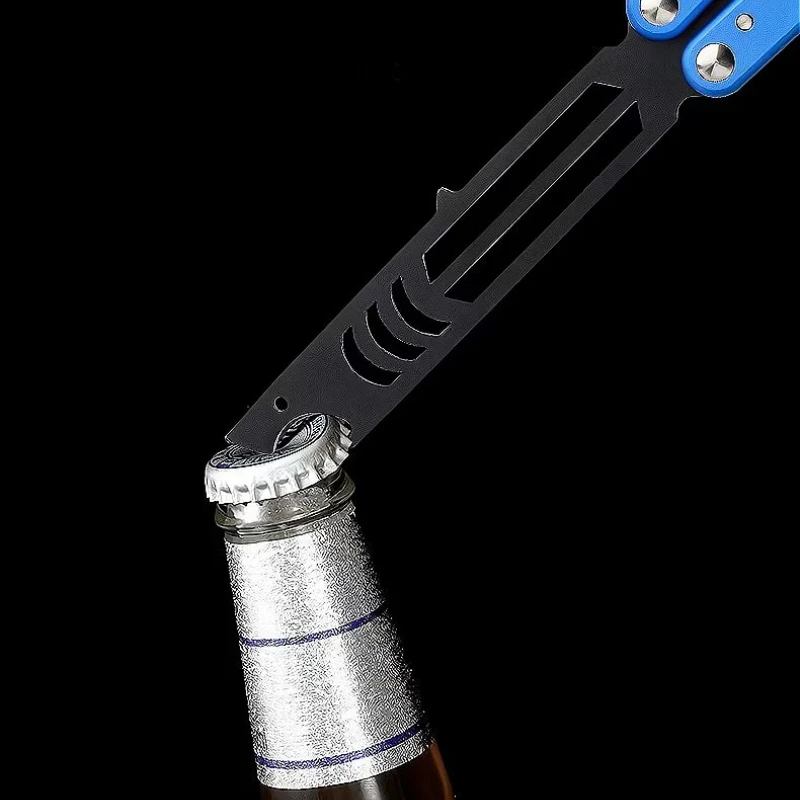 440C Blade Aluminum Alloy Handle Balisong Trainer No Sharp Tanto Folding Knife Outdoor Pocket EDC Training Flail Practice Tools - view 6