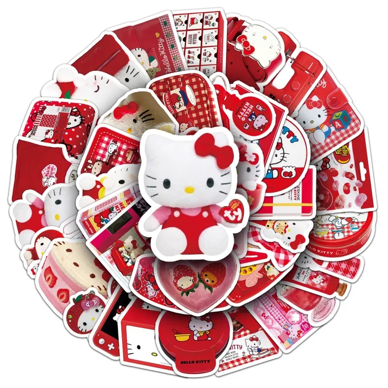 

50pcs Hello Kitty Cute Stickers Girl Heart Luggage Decoration Earphones Notebook Skateboard Stickers Women Accessories Wholesale