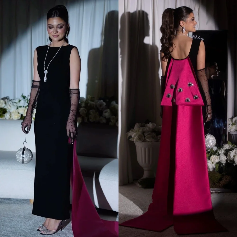 Customizeds Exquisite Classic Jersey Evening Dresses Pattern Straight Scoop Neck Long Dresses Cocktail Dresses Formal Simple