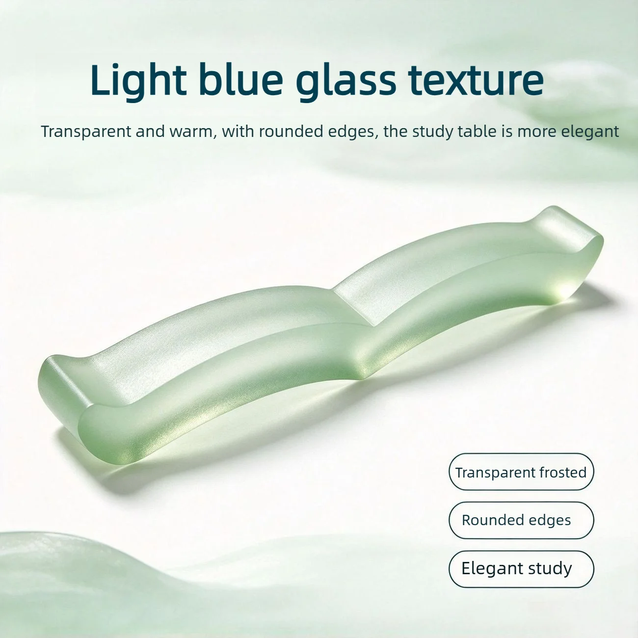 Light Cyan Glazed Paperweight New Chinese Style Transparent Glaze Ruler High Aesthetic Calligraphy Brush Rest Crystal Craftwork