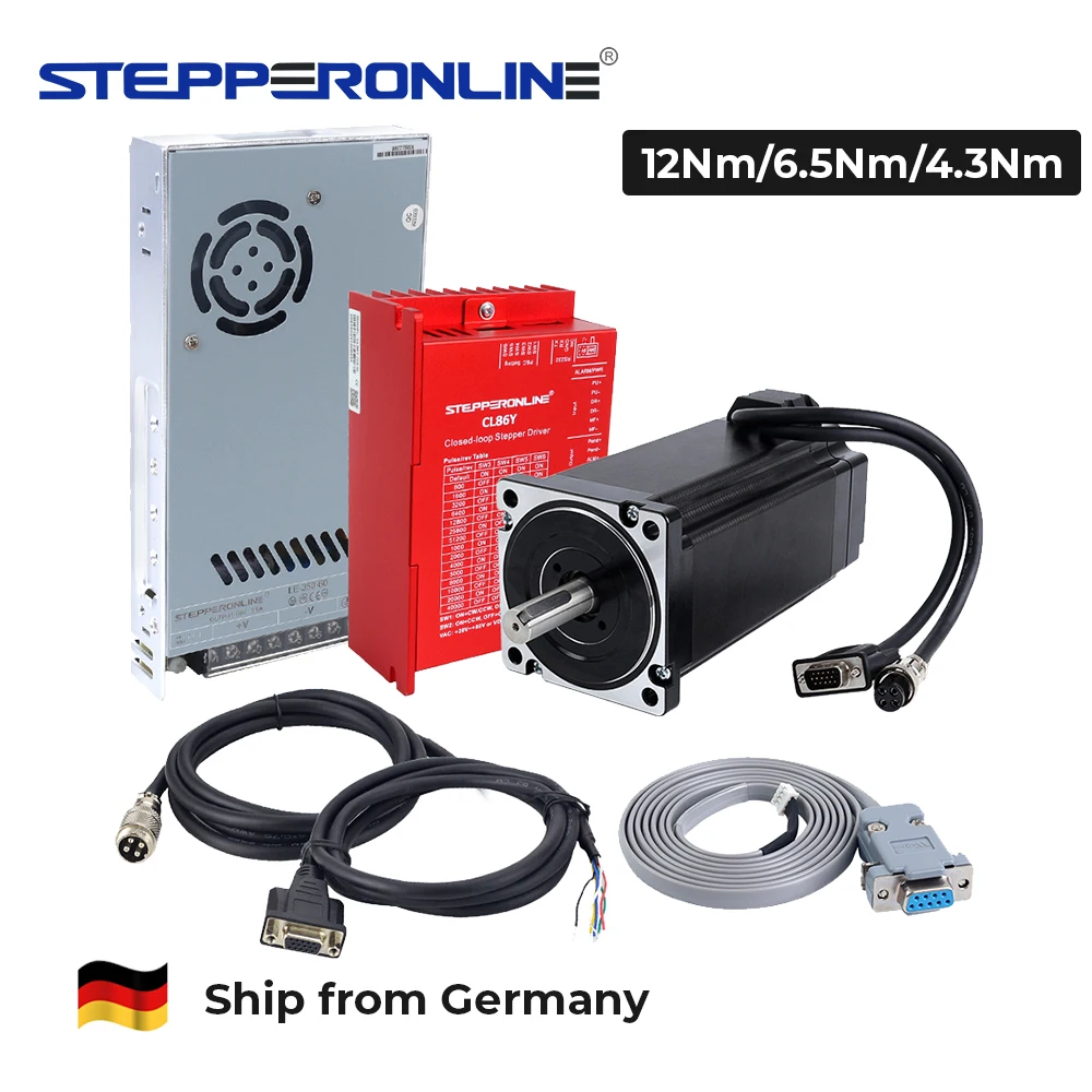 STEPPERONLINE Nema34 12Nm/6,5Nm/4,3Nm Closed-Loop-Schrittmotor-Kit & Hybrid-Servotreiber CL86Y V20 & 350W 60V Netzteil CNC-Kit