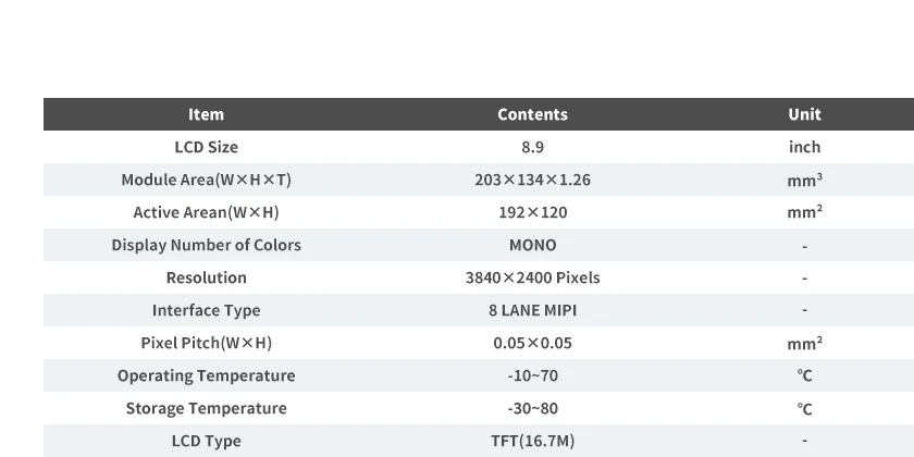 PJ089Y2V5 8,9-дюймовый ЖК-экран 3840*2400 монохромный ЖК-дисплей для принтера Anycubic Photon Mono X SLA