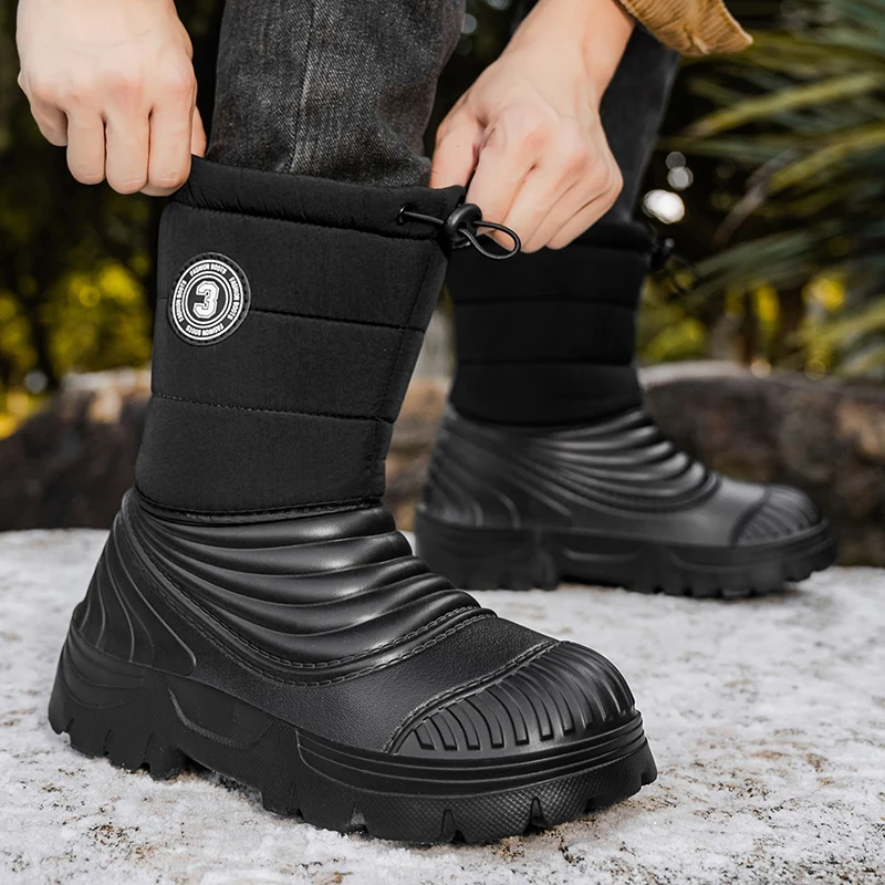 Men's Snow Outdoor Fishing Shoes Snow Trekking Shoes Men's Snow Boots Warm Thick Plush Men's Outdoor Male Hiking Boots Shoes