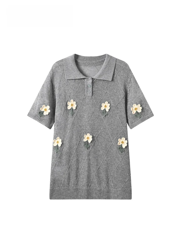 

Casual Style Loose Fit Short Sleeve T-Shirt for plus Size Women Summer Fashionable Versatile Big Code Knitted Top Trendy