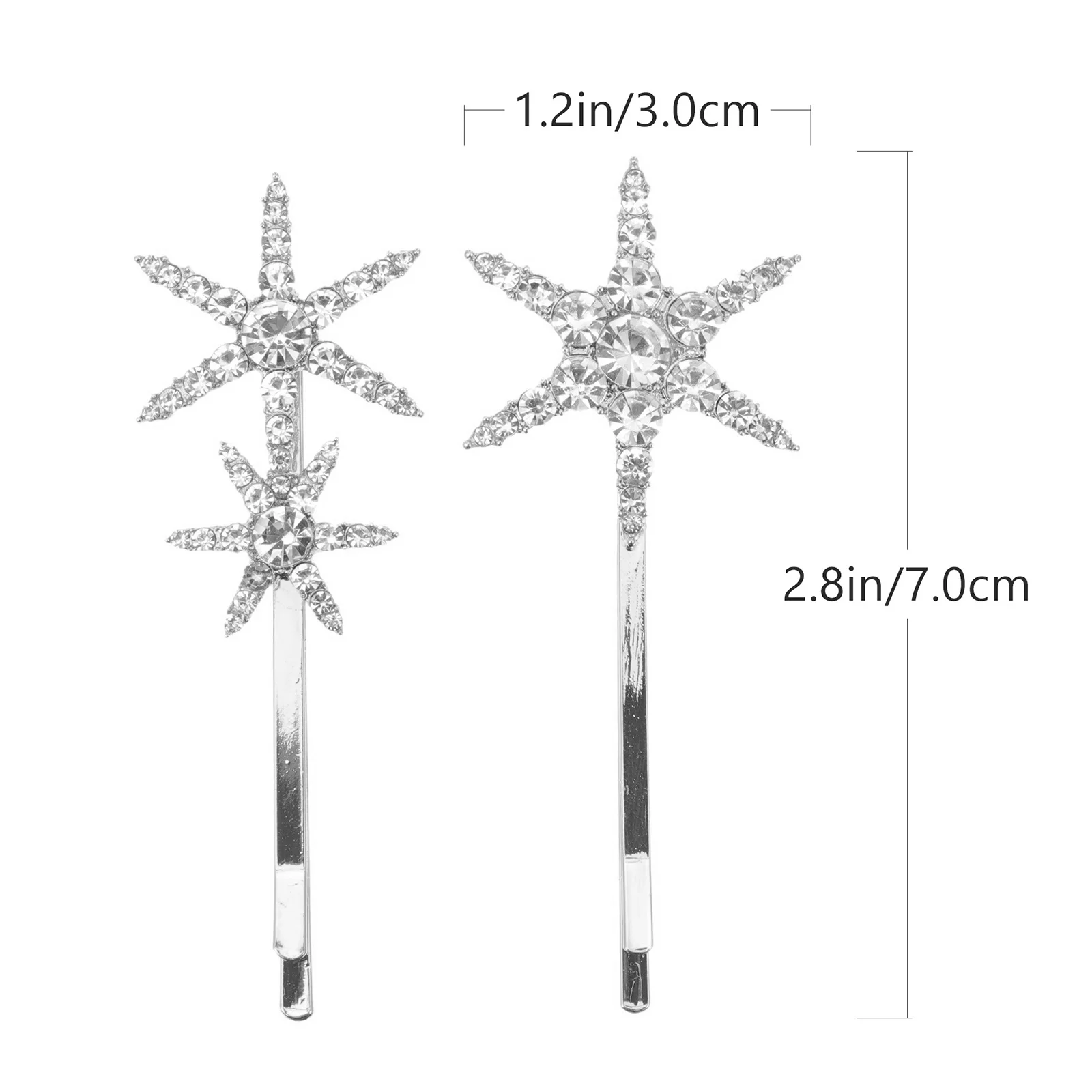 

2 Pcs Crystal Rhinestone Hair Clip Set Bride Wedding Accessories Plating Snap Clips