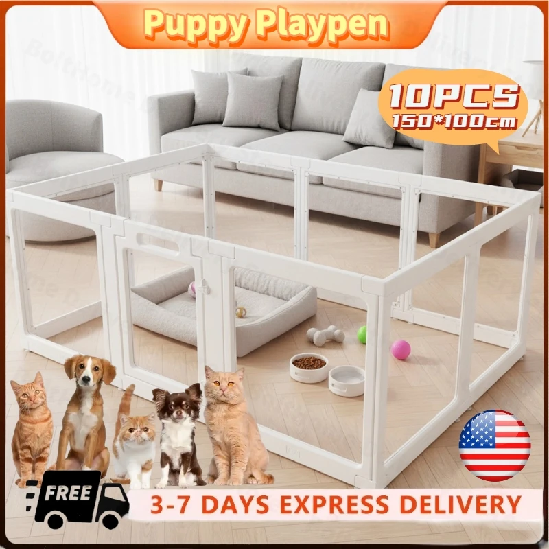Puppia 12pcs Clear Acrylic Plastic Kennel Cage Easy Assemble Pet Fence