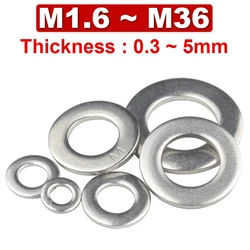 304 Stainless Steel Flat Gasket Washer Metal Small Gasket Meson Thickening and Thin Can Be Customized M1.6M2M3M4M5M6M8M10M12~M36