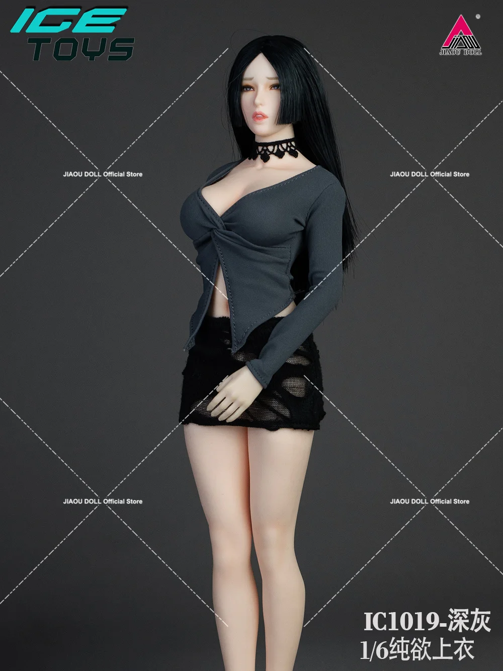 ألعاب الجليد ic1019 1/6 قميص ملتوي مفتوح الياقة تنورة معانقة الورك ملابس مثقوبة نموذج مناسب لشخصية جندية أنثى مقاس 12 بوصة