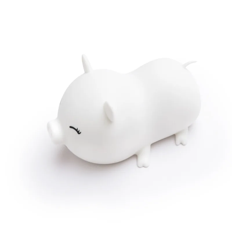 Luce notturna di maiale del fumetto Luce notturna creativa in silicone USB a sette colori Regalo per bambini Camera da letto Comodino Asilo nido Luci con sensore di luce