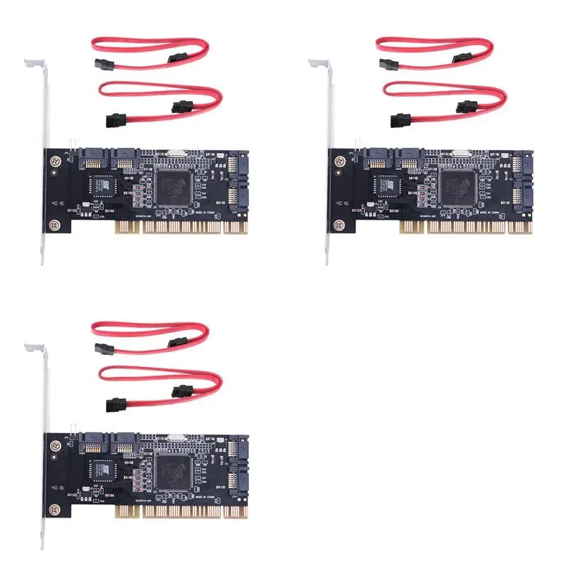 

Exquisite-3X 4-портовый PCI SATA Raid-контроллер Внутренняя карта расширения с двумя кабелями SATA, для настольных ПК, поддержка SATA Hard Dri