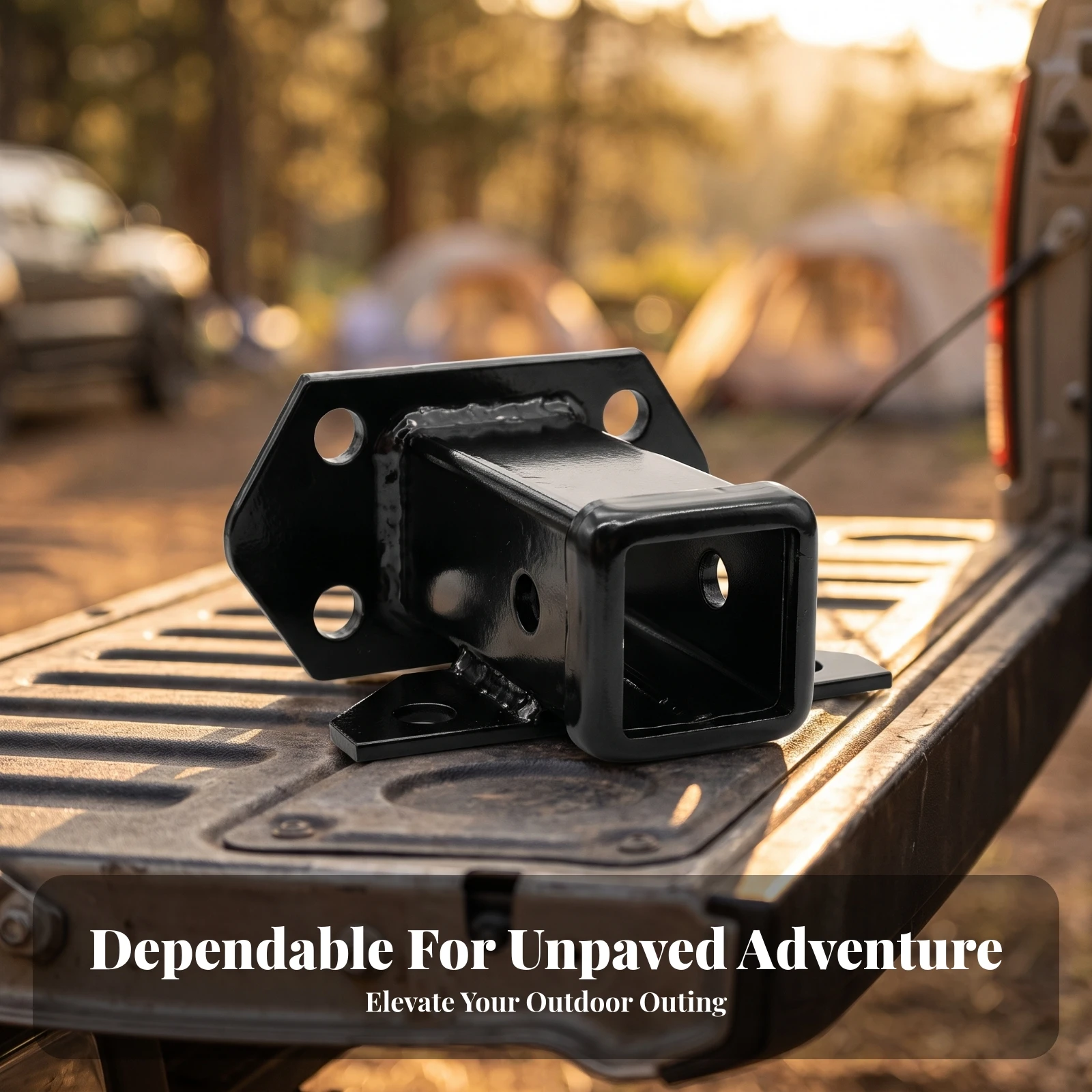 Trailer Arm Quick-Connect Square Receiver Base Rugged Square Receiver with Mounting Plate Hardware Powder-Coated for off-Roaders