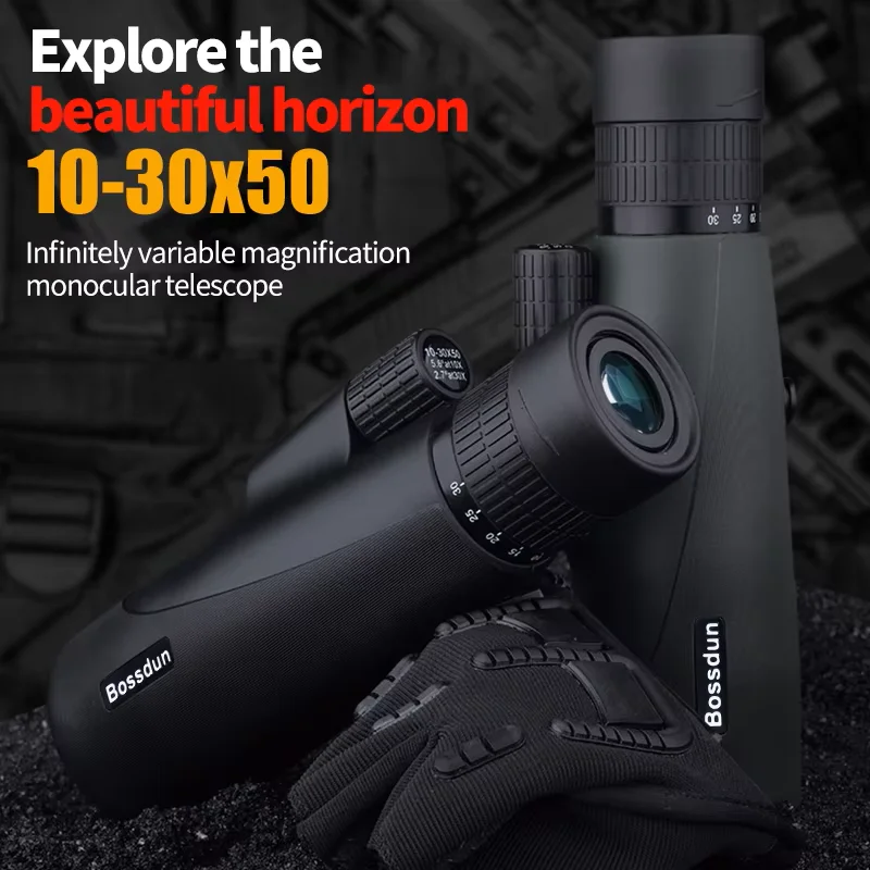 

10-30x50mm Zoom Monocular Telescope with Bak4 Prism - Long Range Scope for Hunting, Camping, Hiking & Outdoor Adventures