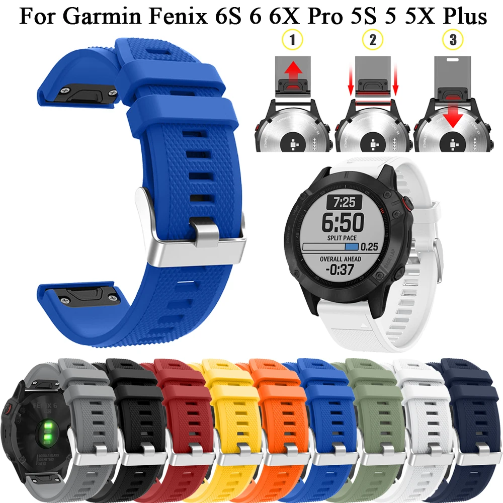 

Silicone Strap Watch Band For Garmin Fenix 5 5X 5S Plus 6 6X 6S Pro 3HR Quick Release Watchband 20 22 26mm Easyfit Wris Bracelet