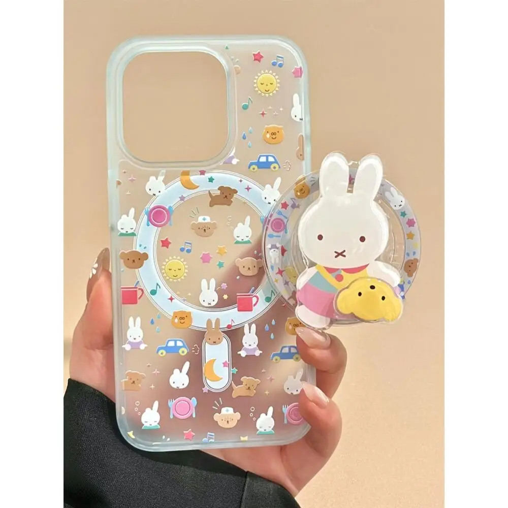 ミッフィーラビット シンプルでクリアなブルーカラーは、iPhone16、15、14、13Pro Maxシリーズのマグネット式スマホケースに最適です。