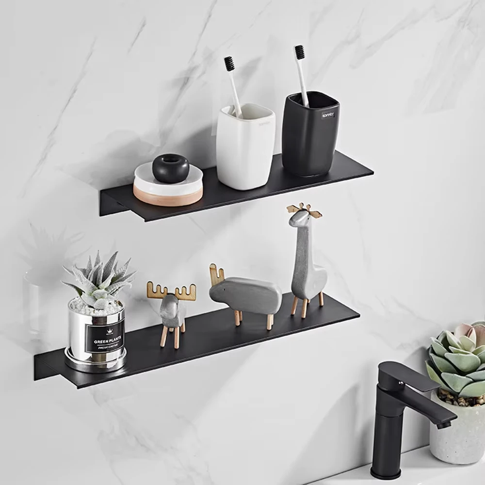

30/40/50CM Bathroom Shelf Aluminum Floating Shelves for Wall Mounted Shower Organiser Kitchen Storage Rack Bathroom Accessories
