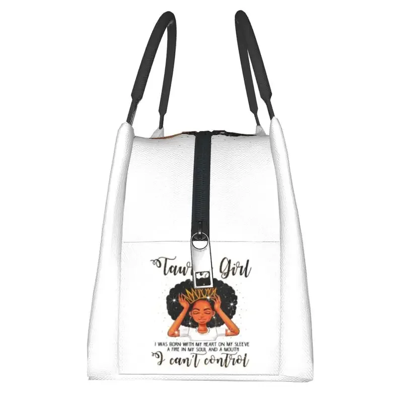 African Women Black Girl Insulated Lunch Tote Bag Portable Cooler Thermal Bento Box For School Work Picnic Food Tote Bags