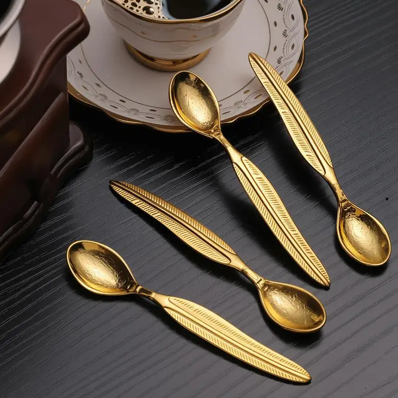 1/2/4/6Pcs Retro Coffee Spoon Creative Shaped Coffee Stirring Spoon Dessert Spoon Home Tea Dessert Stirring Spoon