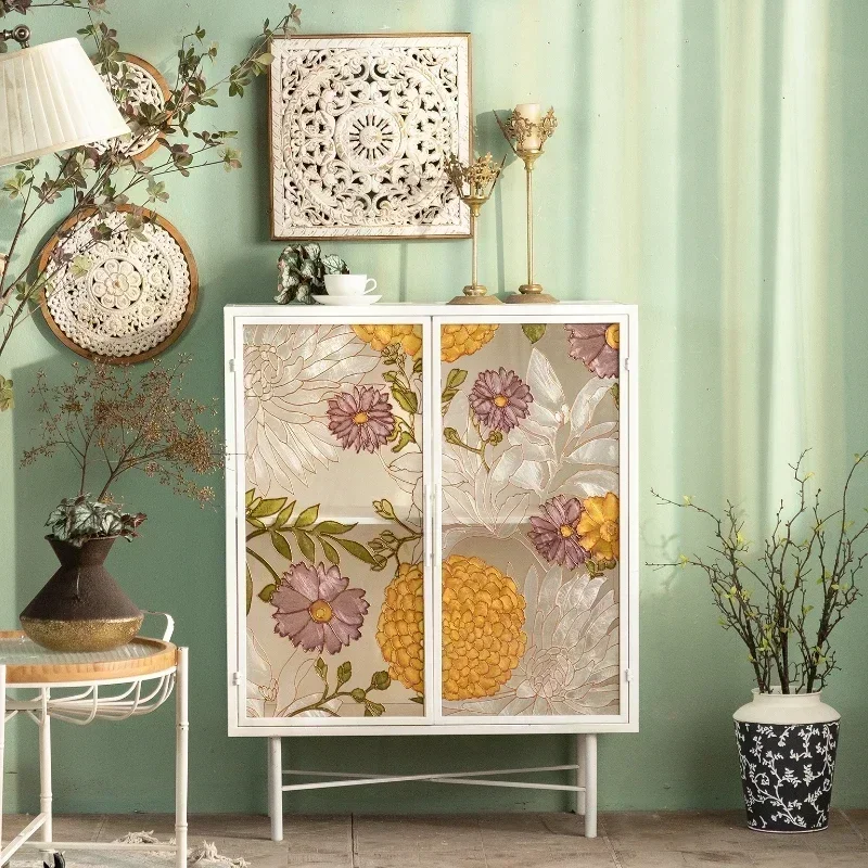 TAO Locker Low Cabinet Tea Cabinet White Hallway Curio Cabinet Painted Glass