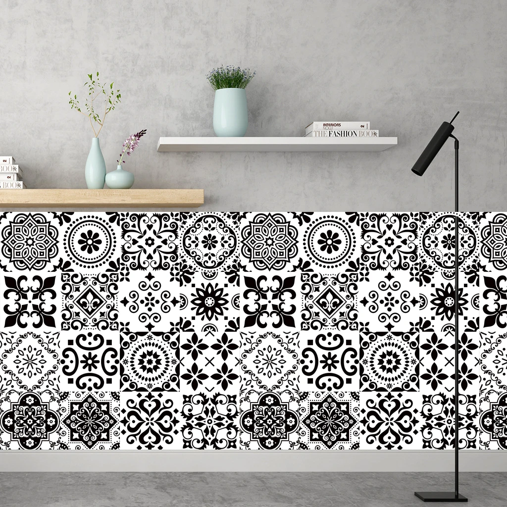 16pcs/Set Matte Waterpoof Tile Wall Sticker Home Decoration Peel & Stick Wallpaper Kitchen Bathroom Wardrobe Floor PVC Art Mural