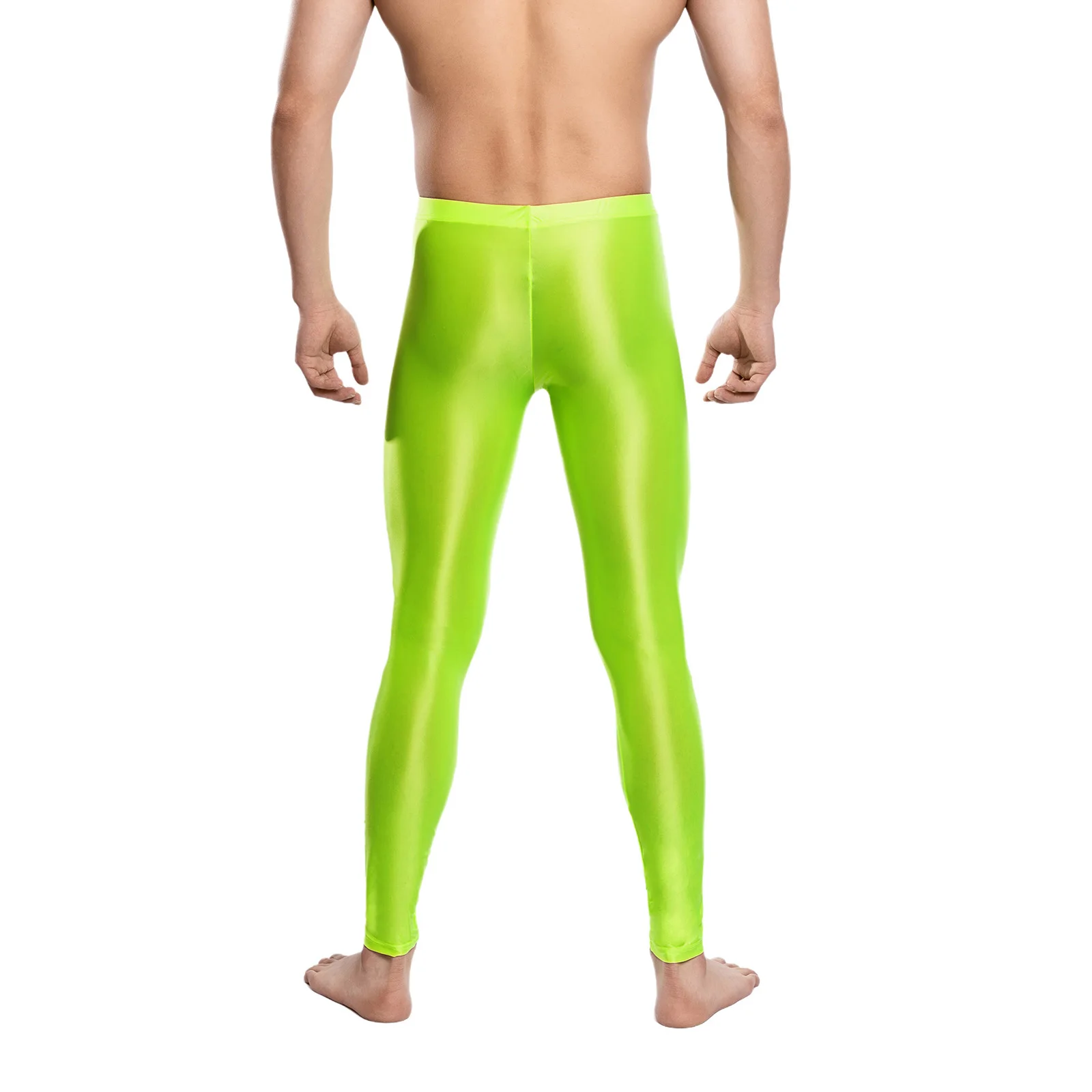 Lingerie masculina calças justas brilhantes ver através de leggings sexy cintura elástica bainha bolsa calças elásticas yoga sportwear