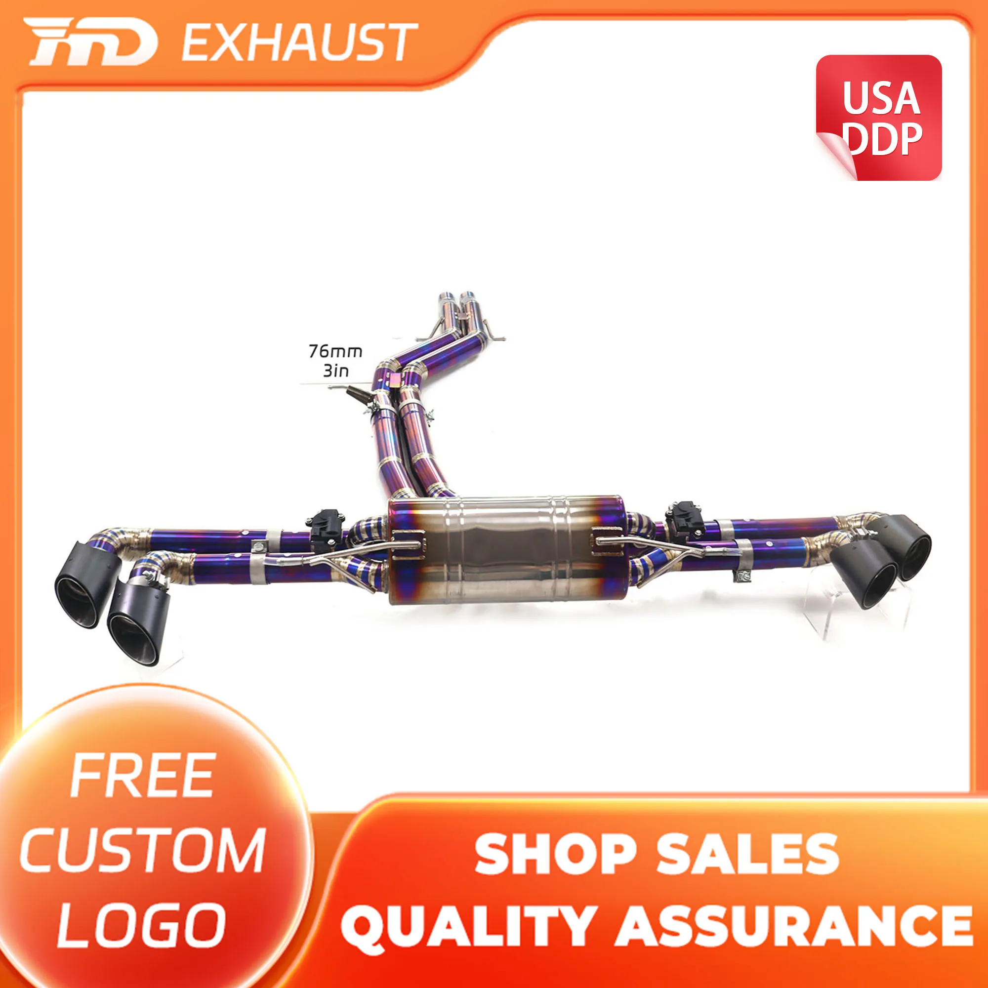 

Горячие продажи HMD для Lamborghini URUS 4.0T из титанового сплава Catback, фиолетовые выхлопные детали с электронным клапаном, труба равной длины