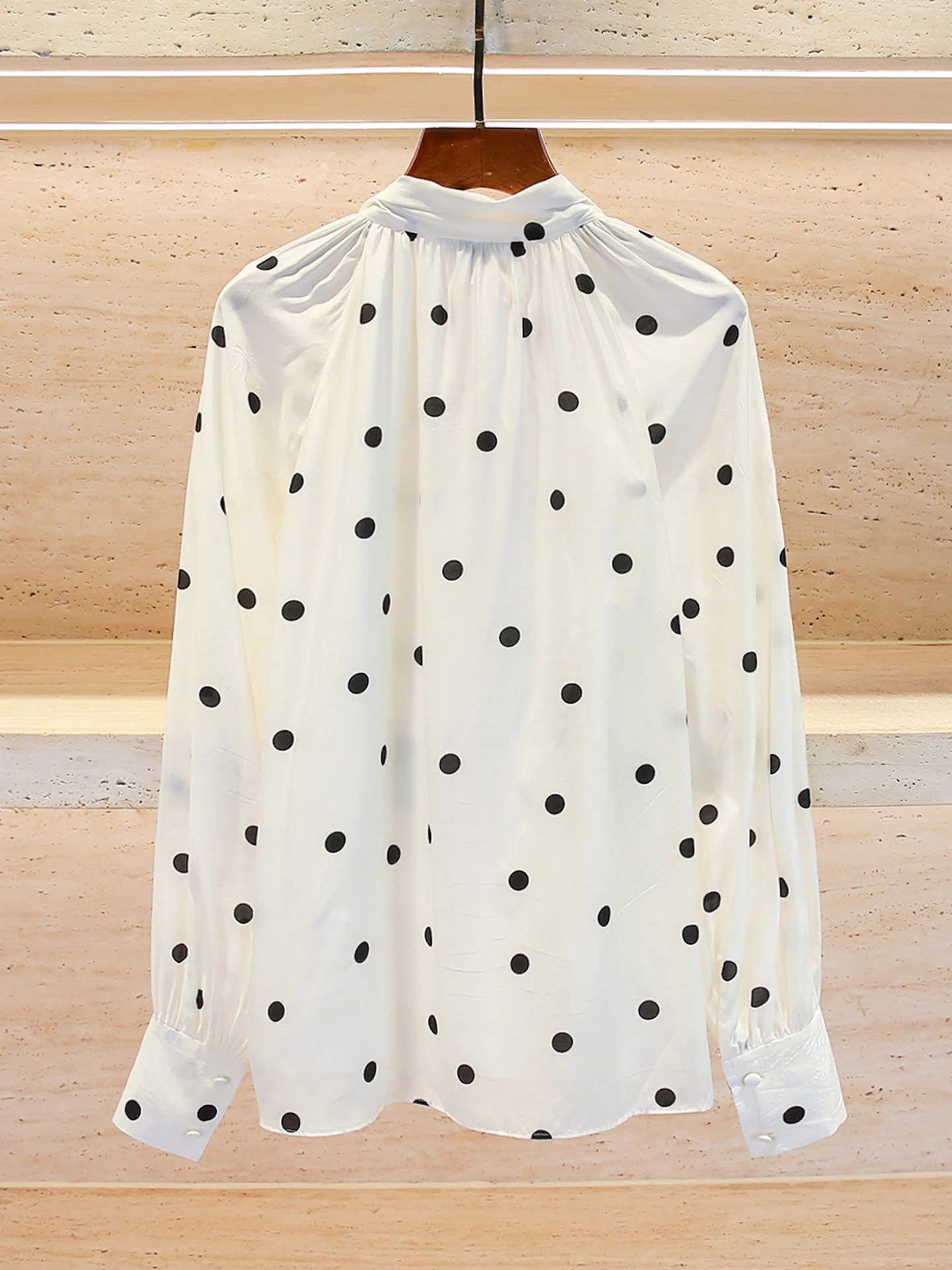 

Ele Polka Dot irt Women's Top Knot Belted Loose Fit Commute Sle Long Sve Regular Length Daily Wear
