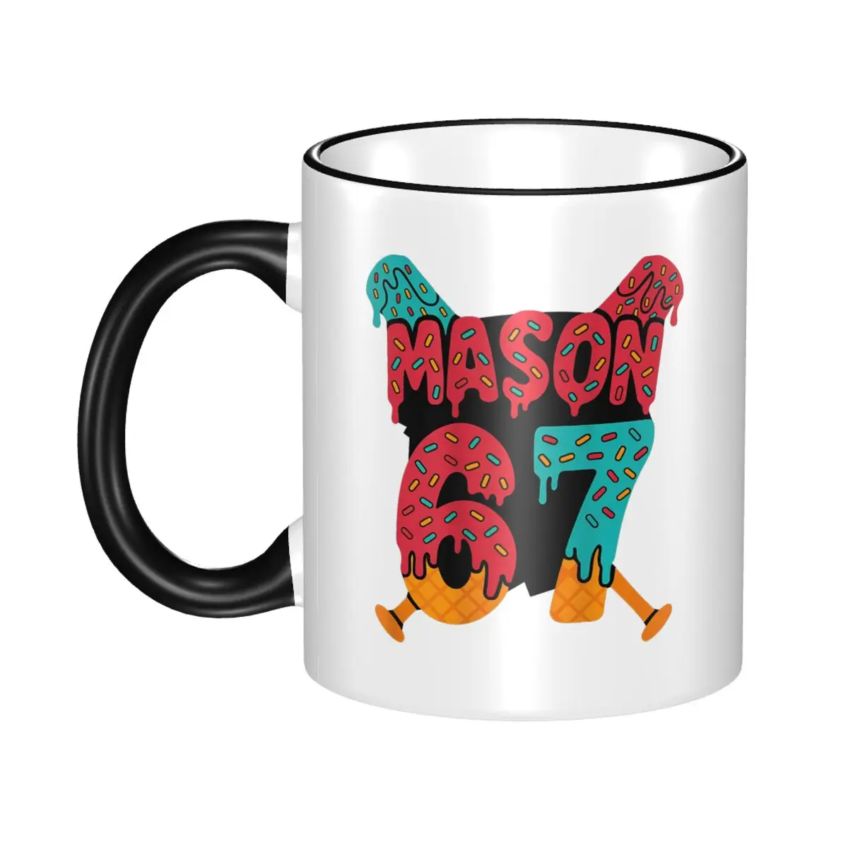 

Mason 67 Funny Ice Cream Drip Baseball Meme Design Mug Cute Tea Cup Birthday Gift For Women Men