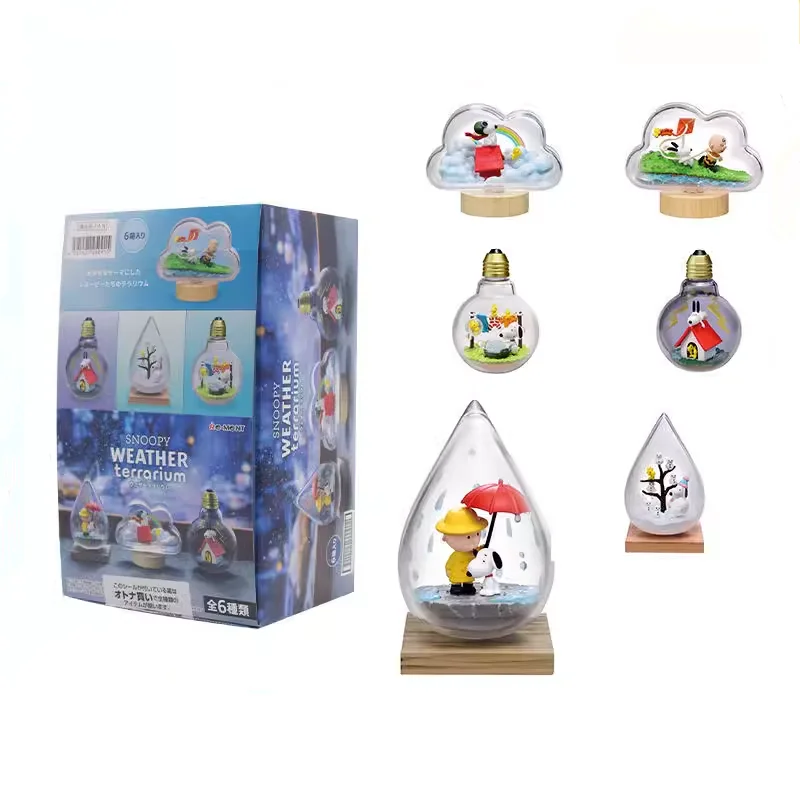 Re-Ment Snoopies Wetter Terrarium Blind Box Kawaii Weiß Welpen Flasche Modell Spielzeug Desktop Dekorationen Sammlerstücke Kinder Spielzeug