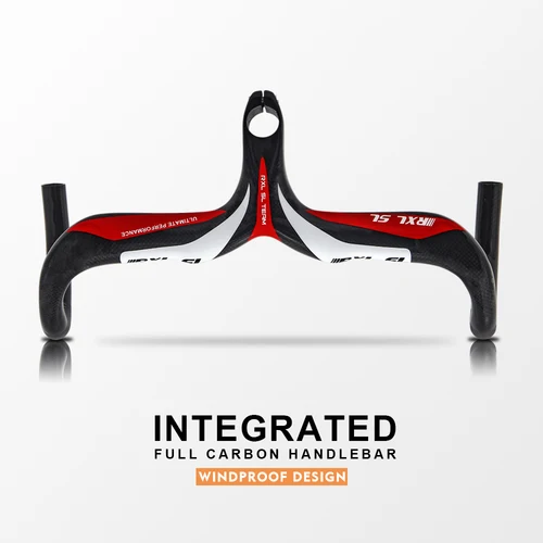 Imagen 2 del producto Manillar de bicicleta de carretera de carbono RXL SL, manillar de bicicleta brillante 3K, manillares y vástago integrados ultraligeros, manillar de caída de carbono