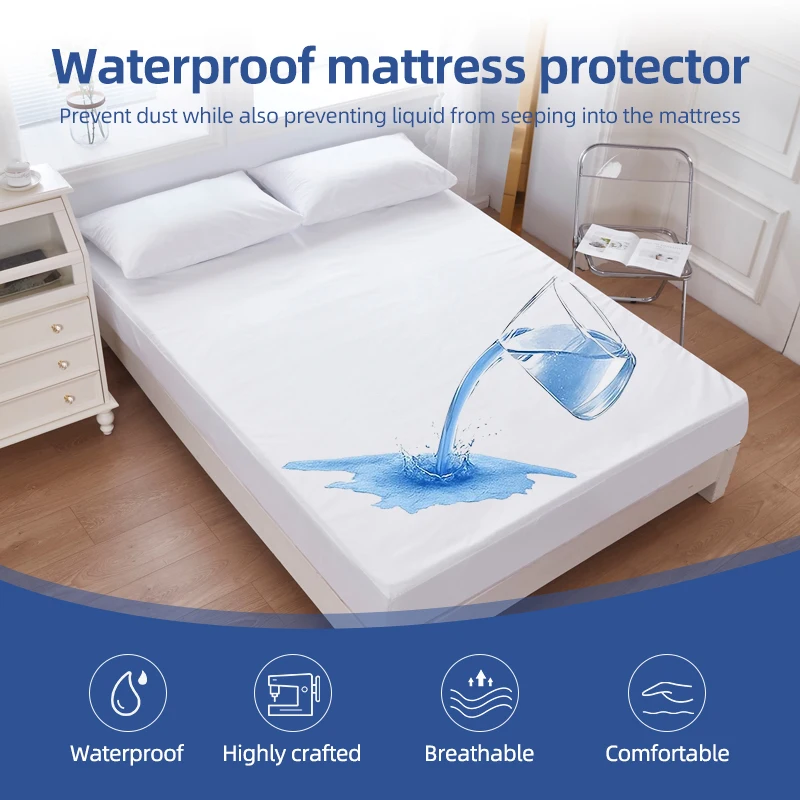 Weicher Twin XL Wasserdichter Matratzenschoner, Atmungsaktiver Extra Langer Matratzenauflage-Bezug, Weiß