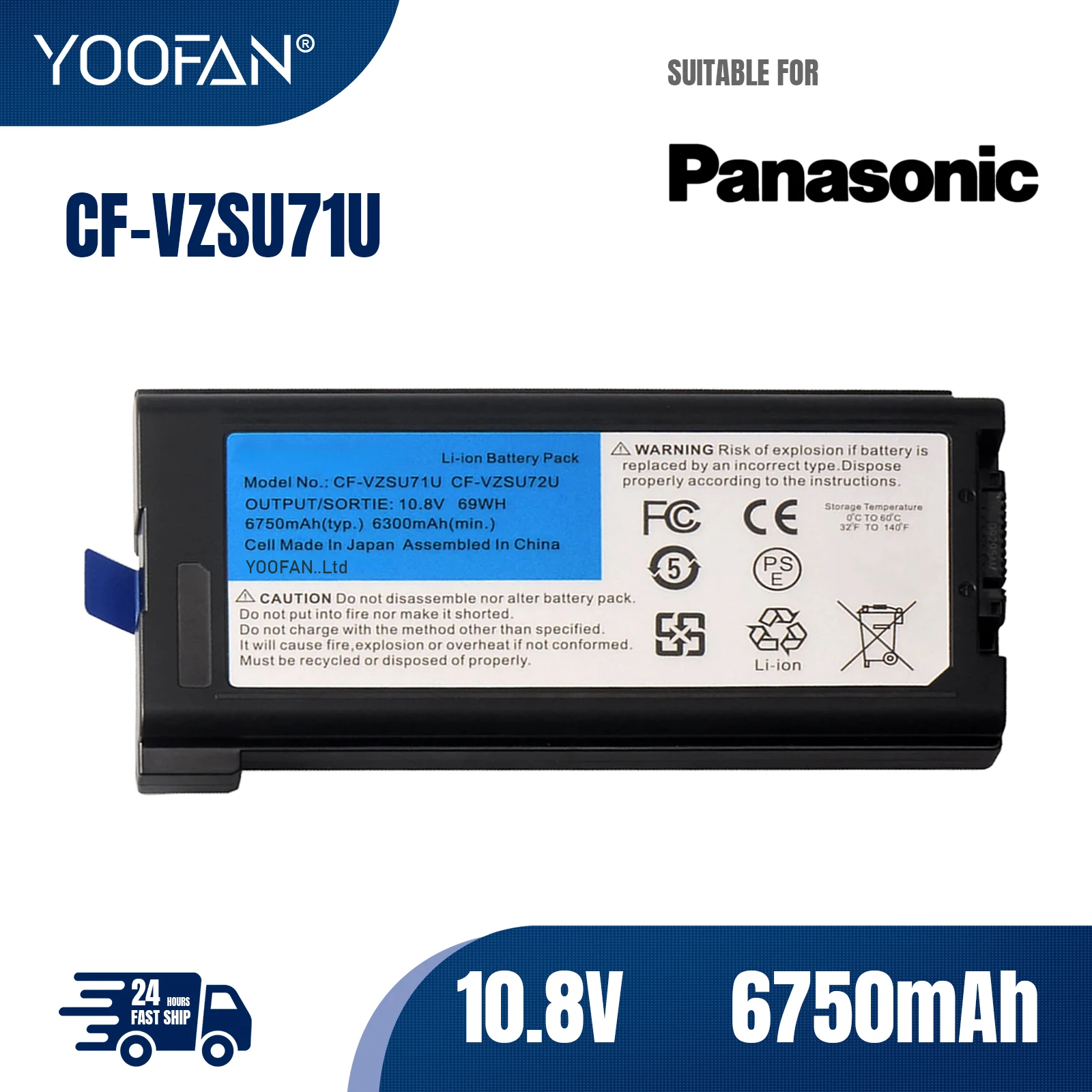 

YOOFAN батарея CF-VZSU72U для портативных устройств ordenador, аксессуары для Panasonic Toughbook, CF-VZSU71U, CF-30, CF-31, CF-53, 10,8 В