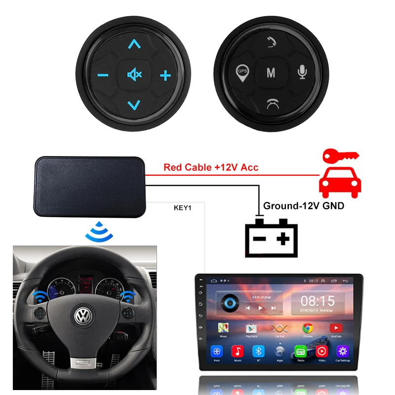 10 Keys Wireless bluetooth car steering wheel control  android  Universal for DVD GPS Multimedia Radio Remote Control Buttons