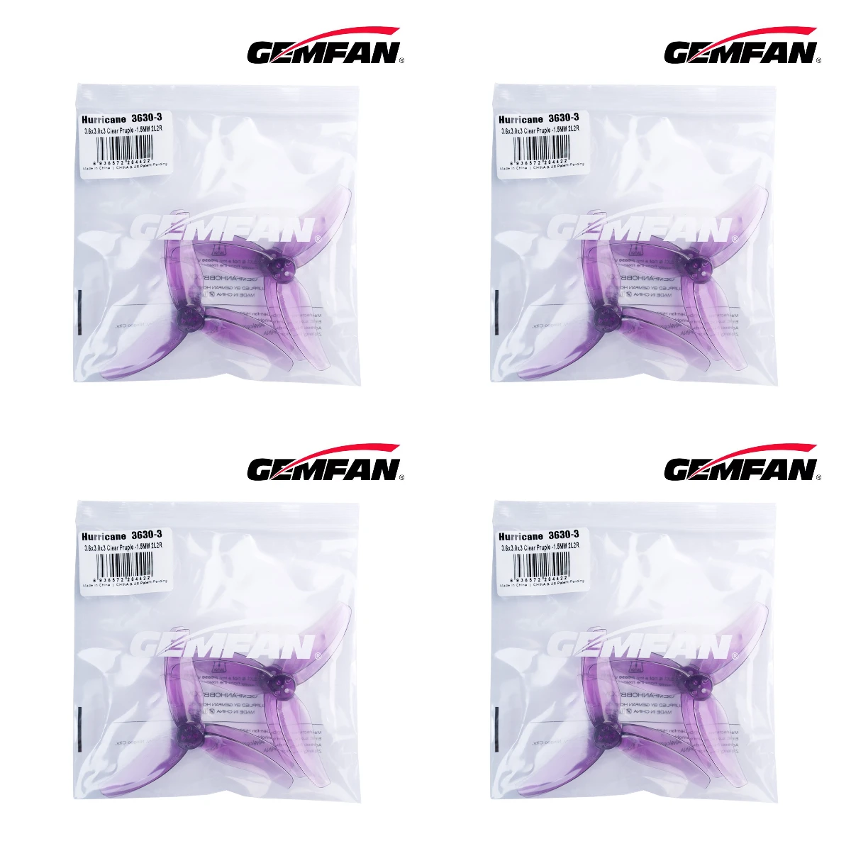 8 Pairs Gemfan Hurricane 3630 3.5 Inch 3-Blade PC Propeller CW CCW for 2004 Motor FPV Freestyle Drone