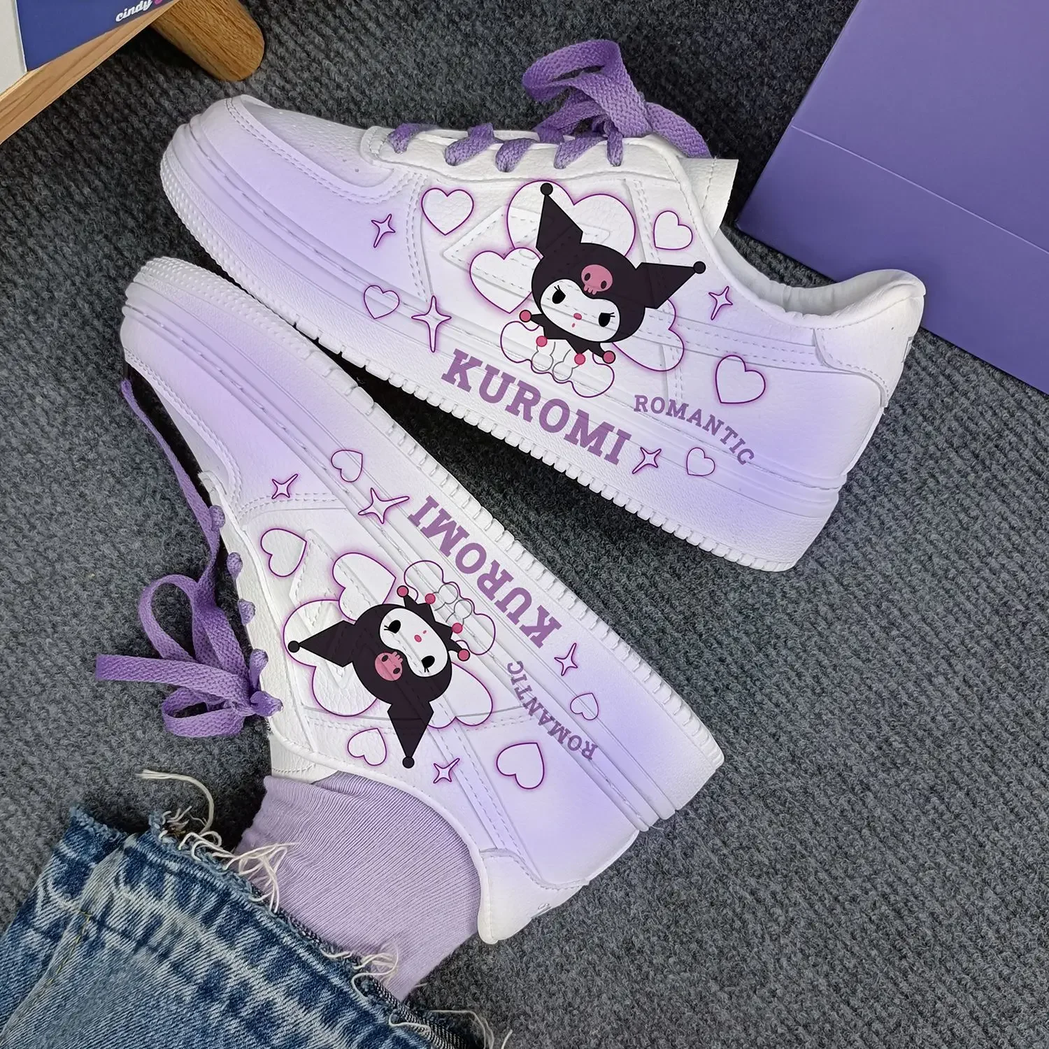 Original New cartoon Kuromi  princess cute Casual shoes soft sports shoes for girlfriend gift EU size 35-44