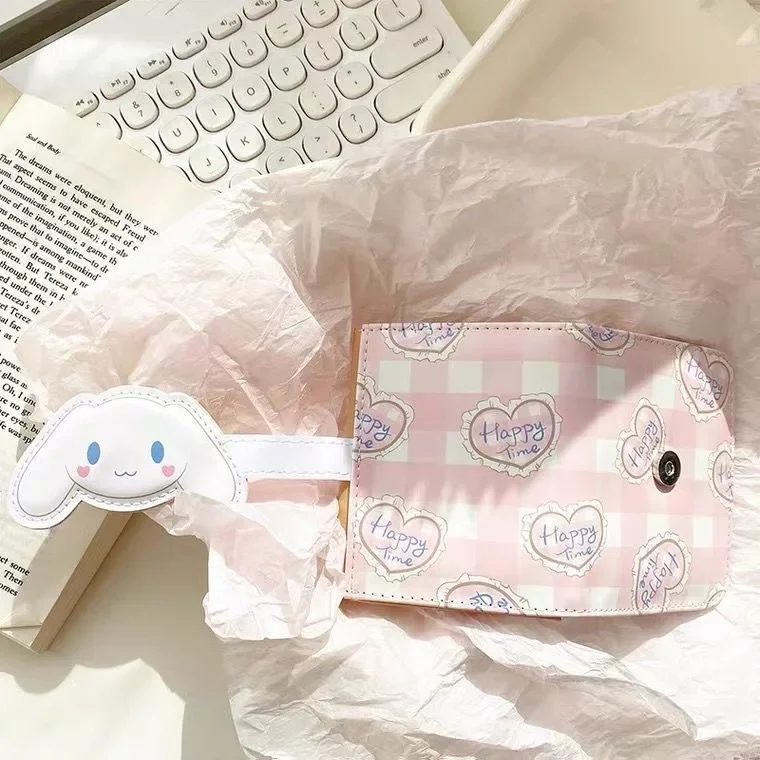 Cartoon Sanrio Cinnamoroll PU Purse Wallet Lovely Coin Wallet Simple and Portable Three Fold Student Mini Card Bag Birthday Gift