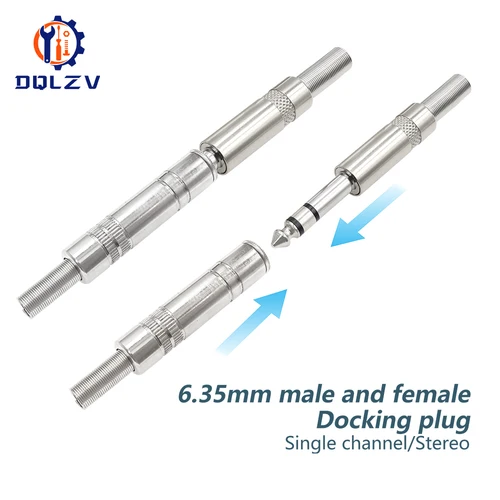 Imagen 2 del producto Adaptador de conector de Audio Mono macho, conector Jack de 6,35 MM, conectores hembra de Audio estéreo de soldadura macho de 1/4 pulgadas y 6,5mm