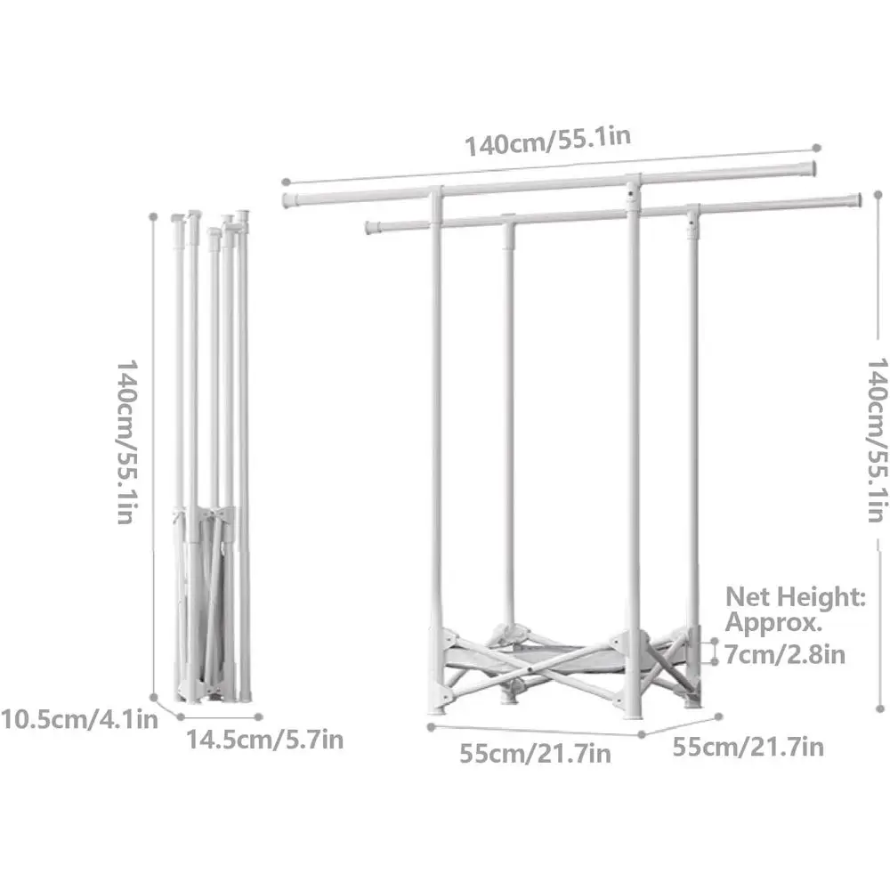 Compact and Stylish Folding Clothes Drying Rack for Indoor or Outdoor Use with Mesh Shelf