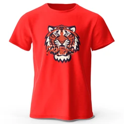 Men's 100% Cotton T-Shirt Tiger Printed Classic T Shirt for Men Women Oversized Summer Tops Tees