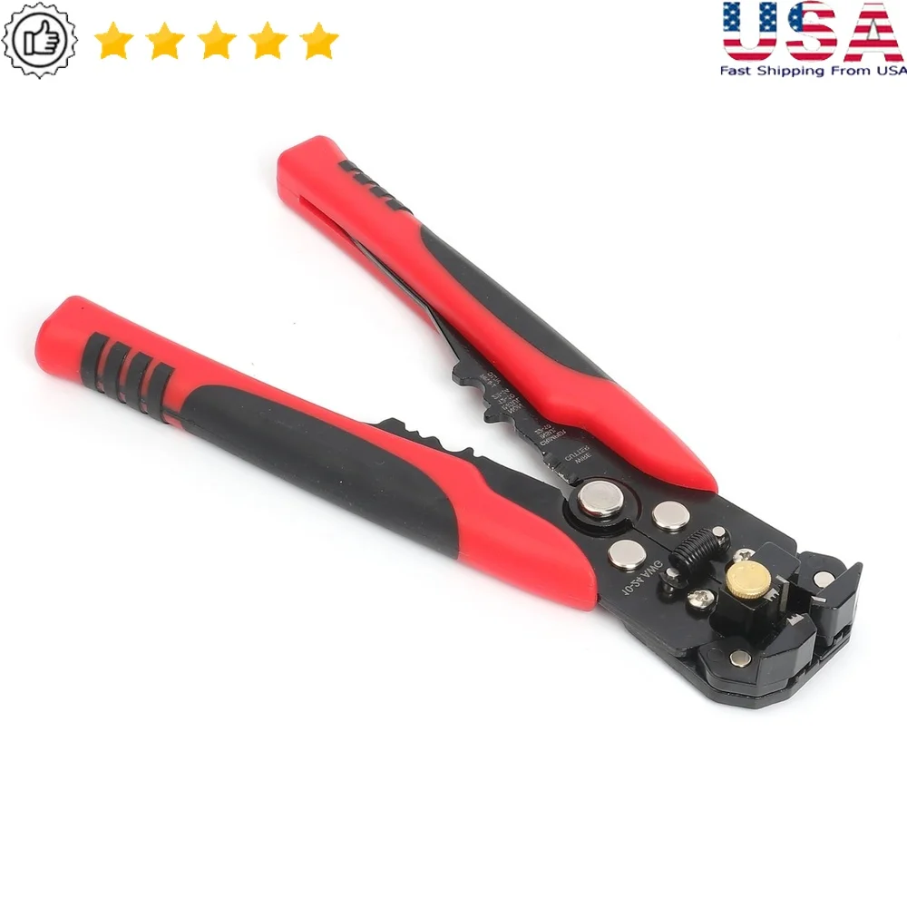 

8 Inch Wire Stripper Self Adjusting Tool 10-22 AWG Insulation Removal Ergonomic Design Steel Construction UL Listed New