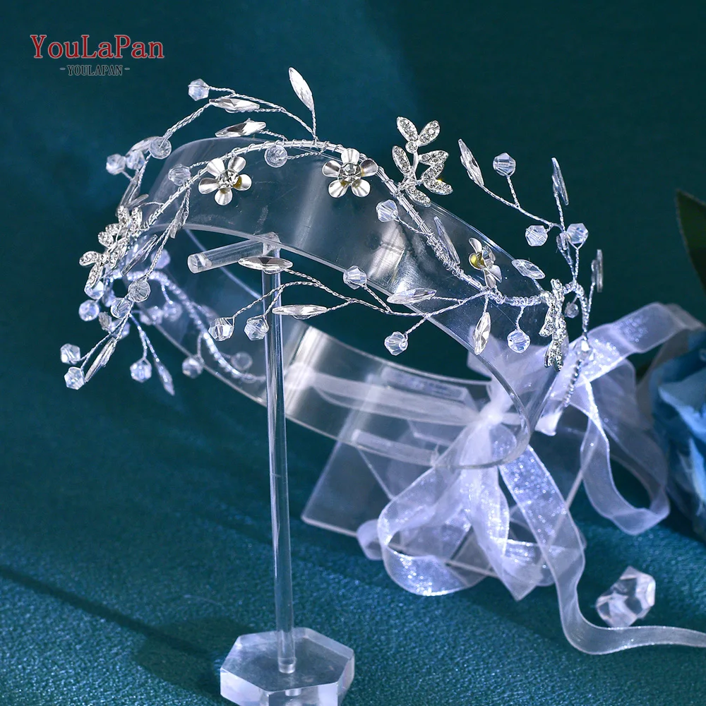 

YouLaPan Crystal Rhinestone Hair Band Bridal Hair Accessories Alloy Leaf Headband For Women Elegant Princess Headwear HP760