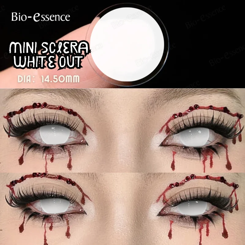 Bio-essence 1Pair Halloween Black Lenses Anime Role-playing Contacts Yearly Used Cosplay Cosmetic Red Big Eyes Pupils for Eyes