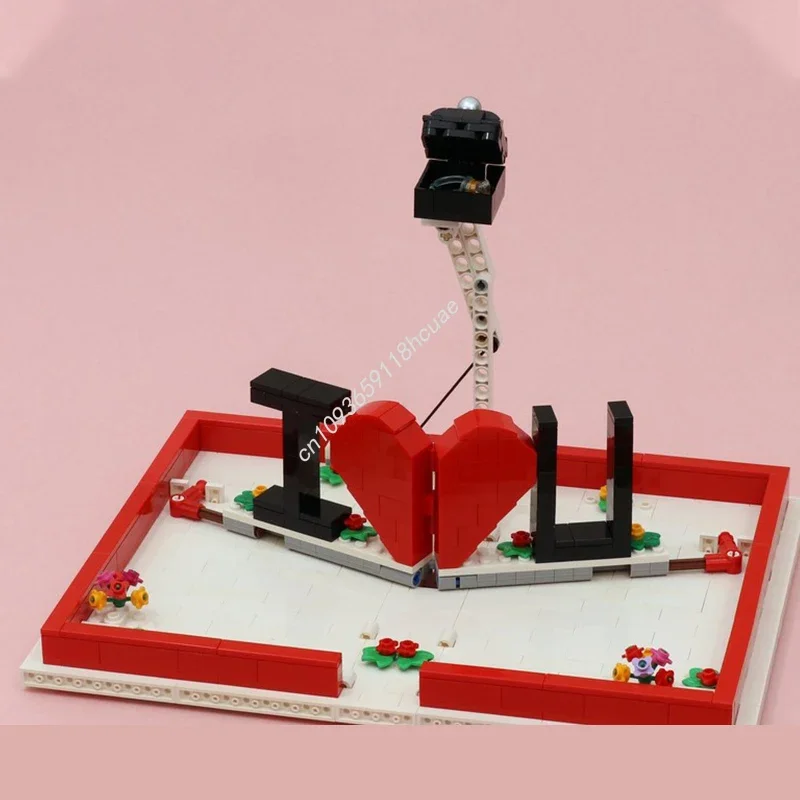 

570pcs MOC Love Story Pop-Up Book Building Block Festival Gift Challenging DIY Assembly Model For Advanced Builders Creative