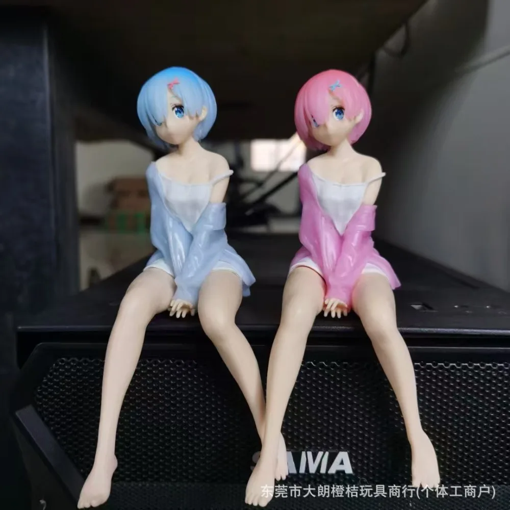 Anime Peripheral Pajama Sitting Posture Pressure Instant Noodles Rem Beautiful Girl Figurine Model Ornament Collection Gift