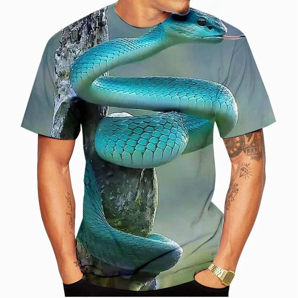 Fashion 3D Snake Printed T Shirts for Men/Women Personality Cool Print Graphic Tee Shirt Unisex Kids T-shirt Plus Size 100-6XL