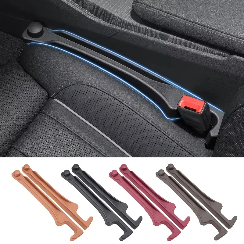 Car seat gap filling strip 2-piece set PU multi-function seat side gap strip 3 in 1 with storage box and hook function
