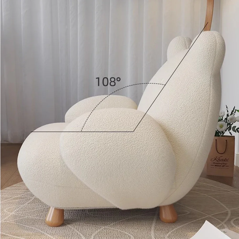 الأبيض Kawaii مسند الرأس كراسي غرفة المعيشة الفاخرة القراءة التأمل كراسي كسول أريكة استرخاء كرسي معدني ديكور المنزل #3