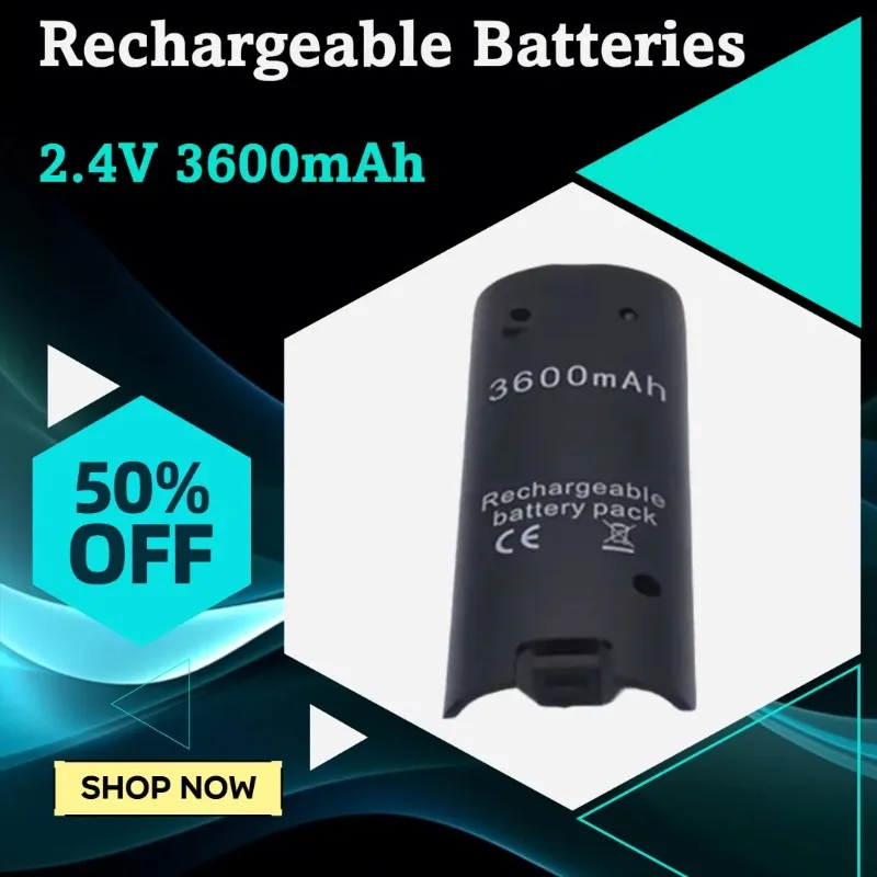 بطارية قابلة للشحن عالية السعة 2.4 فولت 3600 مللي أمبير في الساعة لوحدة تحكم الألعاب اللاسلكية نينتندو وي