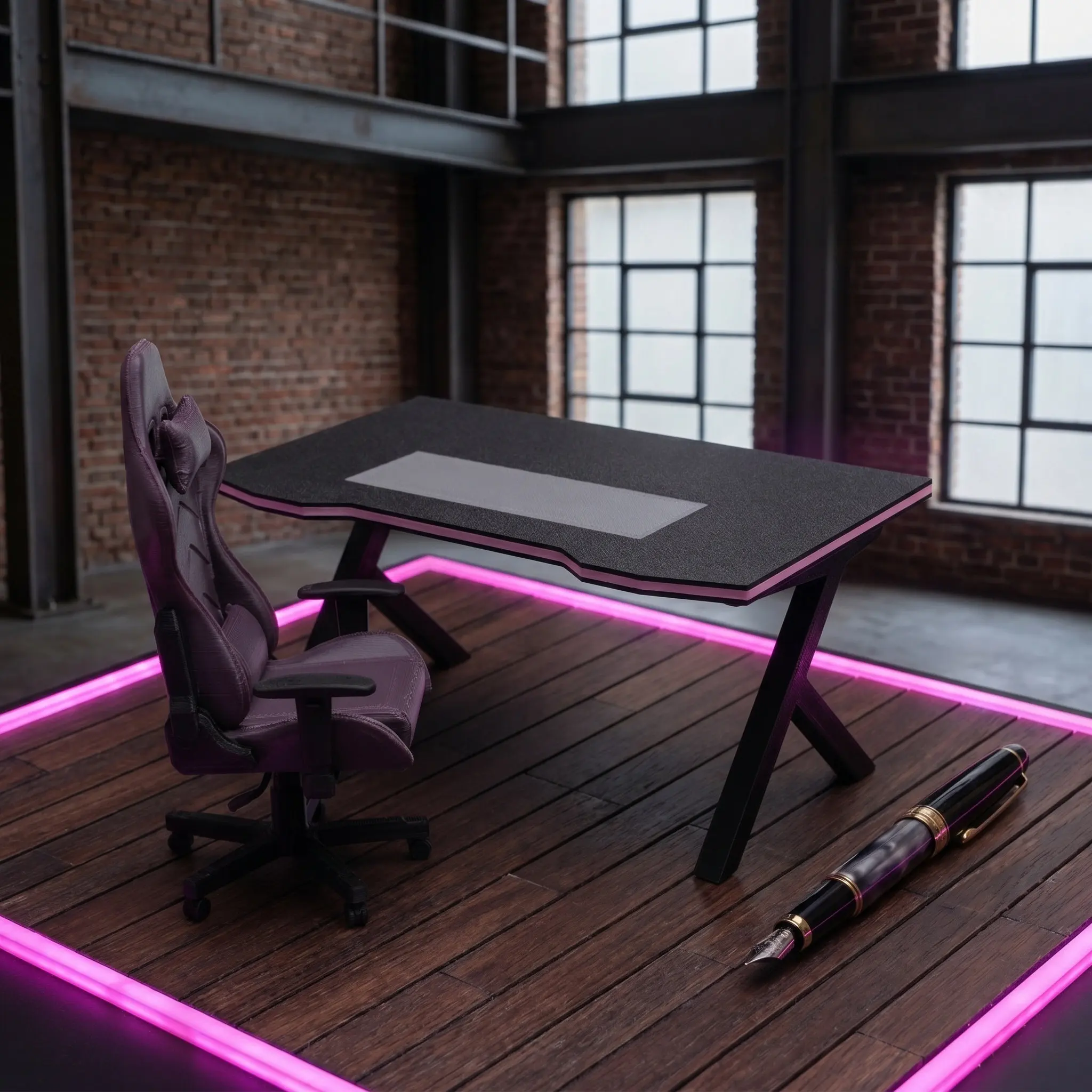 1Set Miniature Gaming Desk and Chair 1:12 Scale Ergonomic Mini Computer Chair Decor for Dollhouse Furniture Miniature Tabletop