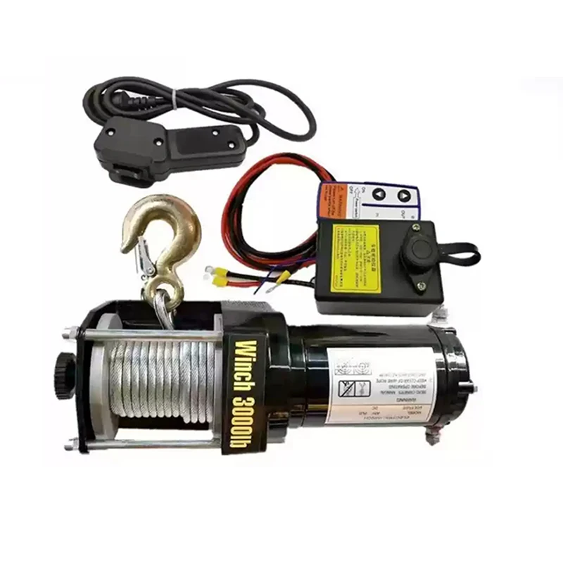

Portable Electric Mini Winch 3000 Lbs Capacity with 12V or 24V Switch for Boats Cranes Autos 12V DC Motor